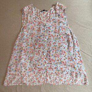 Zac & Rachel Woman Lightweight Floral Sleeveless‎ Button Front Top Size 3X